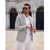 COOFANDY Mens Sport Coats Casual Knit Blazer Two Button Suit Jacket | Modern Slim-fit Silhouette with Structured Shoulders,Stretch Comfort & Versatile Style for Weddings,Business or Daily Wear(Light Grey)