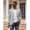 COOFANDY Mens Sport Coats Casual Knit Blazer Two Button Suit Jacket | Modern Slim-fit Silhouette with Structured Shoulders,Stretch Comfort & Versatile Style for Weddings,Business or Daily Wear(Light Grey)