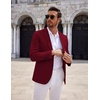 COOFANDY Mens Sport Coats Casual Knit Blazer Two Button Suit Jacket | Modern Slim-fit Silhouette with Structured Shoulders,Stretch Comfort & Versatile Style for Weddings,Business or Daily Wear(Wine Red)