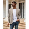 COOFANDY Mens Sport Coats Casual Knit Blazer Two Button Suit Jacket | Modern Slim-fit Silhouette with Structured Shoulders,Stretch Comfort & Versatile Style for Weddings,Business or Daily Wear(Khaki Grey)