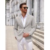 COOFANDY Mens Sport Coats Casual Knit Blazer Two Button Suit Jacket | Modern Slim-fit Silhouette with Structured Shoulders,Stretch Comfort & Versatile Style for Weddings,Business or Daily Wear(Light Grey)