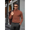 COOFANDY Mens Turtleneck Shirts Slim Fit Shirt Tops Lightweight Pullover Thermal Sweater Casual Long Sleeve Shirt(Caramel)