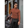 COOFANDY Mens Turtleneck Shirts Slim Fit Shirt Tops Lightweight Pullover Thermal Sweater Casual Long Sleeve Shirt(Caramel)