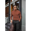 COOFANDY Mens Turtleneck Shirts Slim Fit Shirt Tops Lightweight Pullover Thermal Sweater Casual Long Sleeve Shirt(Caramel)