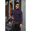 COOFANDY Mens Turtleneck Shirts Slim Fit Shirt Tops Lightweight Pullover Thermal Sweater Casual Long Sleeve Shirt(Dark Purple)