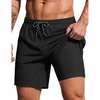 COOFANDY 2 in 1 Mens Swim Trunks 7 Inch Swim Shorts Swim Suits Board Shorts | 7 Inch，Quick Dry Fabric，Drawstring with Elastic Waist，Cooling Compression Liner with an Extra Pocket, Athletic Fit(Black)
