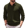 COOFANDY Long Sleeve Polo Shirts for Men Pullover Sweaters Knit Polo Shirt | Vintage V-Neck Polo,Retro Open Collar,Soft Breathable Knit,Stretch Ribbed Cuffs & Hem,Vacation Casual Style,Business(Dark Green)