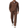 COOFANDY Men’s Casual Sweatsuit 2 Piece Athletic Full Zip Tracksuit Jacquard Jogging Set Fashion Jackets And Pants Outfit(Brown)