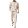 COOFANDY Men’s Casual Sweatsuit 2 Piece Athletic Full Zip Tracksuit Jacquard Jogging Set Fashion Jackets And Pants Outfit(Cream)