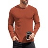 COOFANDY Mens Long Sleeve Shirts Thermal T-Shirt Slim Fit Crewneck Sweater Knitted Pullover Shirt(Caramel)