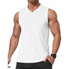 COOFANDY Men’s Workout Tank Tops V Neck Sleeveless Shirts Quick Dry T Shirt | Athletic Gym Muscle Tee, Moisture Wicking Lightweight Soft Fabric, Summer Beach Swim Fashion Tshirt, Daily Undershirts(White)
