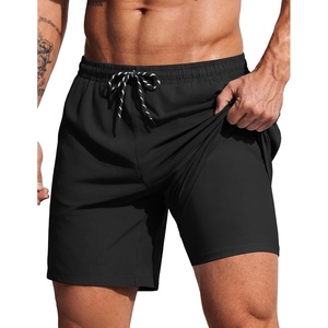 COOFANDY 2 in 1 Mens Swim Trunks 7 Inch Swim Shorts Swim Suits Board Shorts | 7 Inch，Quick Dry Fabric，Drawstring with Elastic Waist，Cooling Compression Liner with an Extra Pocket, Athletic Fit(Black)