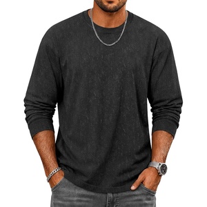 COOFANDY Mens Long Sleeve Tee Shirts Cotton Vintage Washed T Shirts Relaxed Fit Basic Tees(Black)