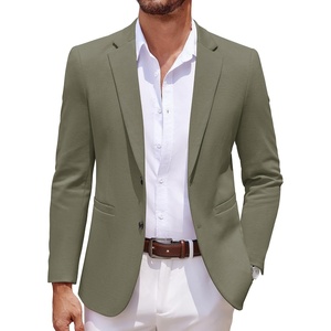 COOFANDY Mens Sport Coats Casual Knit Blazer Two Button Suit Jacket | Modern Slim-fit Silhouette with Structured Shoulders,Stretch Comfort & Versatile Style for Weddings,Business or Daily Wear(Olive Green)