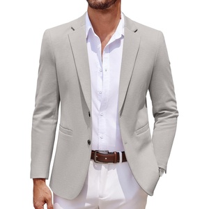 COOFANDY Mens Sport Coats Casual Knit Blazer Two Button Suit Jacket | Modern Slim-fit Silhouette with Structured Shoulders,Stretch Comfort & Versatile Style for Weddings,Business or Daily Wear(Light Grey)