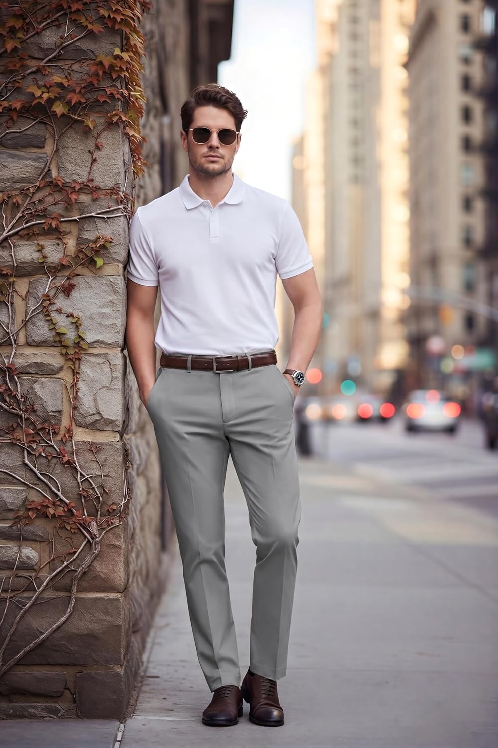 image:imageCOOFANDY Men Dress Pants Slim Fit Suit Pants Expandable Waist Casual Slacks Business Formal Trousers Tuxedo Pant Wrinkle Free Flat Front Straight Leg Modern Style Office Work Wedding Dinner PartyLight Grey