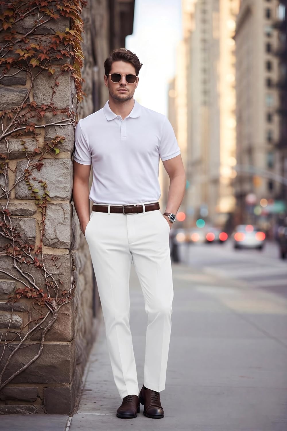 image:imageCOOFANDY Men Dress Pants Slim Fit Suit Pants Expandable Waist Casual Slacks Business Formal Trousers Tuxedo Pant Wrinkle Free Flat Front Straight Leg Modern Style Office Work Wedding Dinner PartyWhite