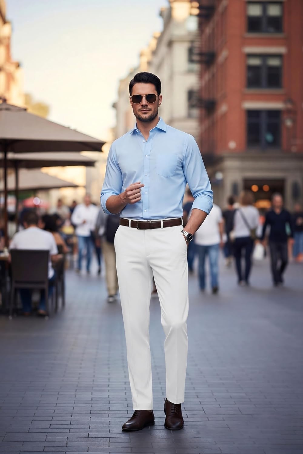 image:imageCOOFANDY Men Dress Pants Slim Fit Suit Pants Expandable Waist Casual Slacks Business Formal Trousers Tuxedo Pant Wrinkle Free Flat Front Straight Leg Modern Style Office Work Wedding Dinner PartyWhite