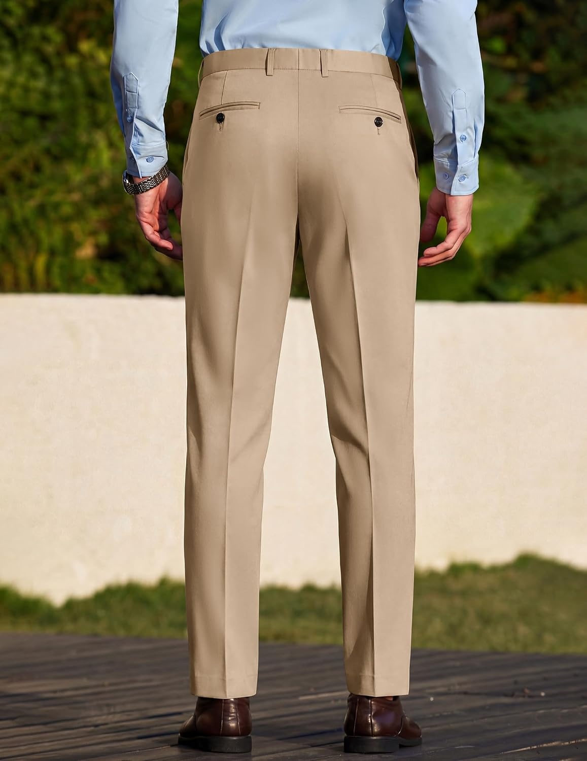 image:imageCOOFANDY Men Dress Pants Slim Fit Suit Pants Expandable Waist Casual Slacks Business Formal Trousers Tuxedo Pant Wrinkle Free Flat Front Straight Leg Modern Style Office Work Wedding Dinner PartyKhaki