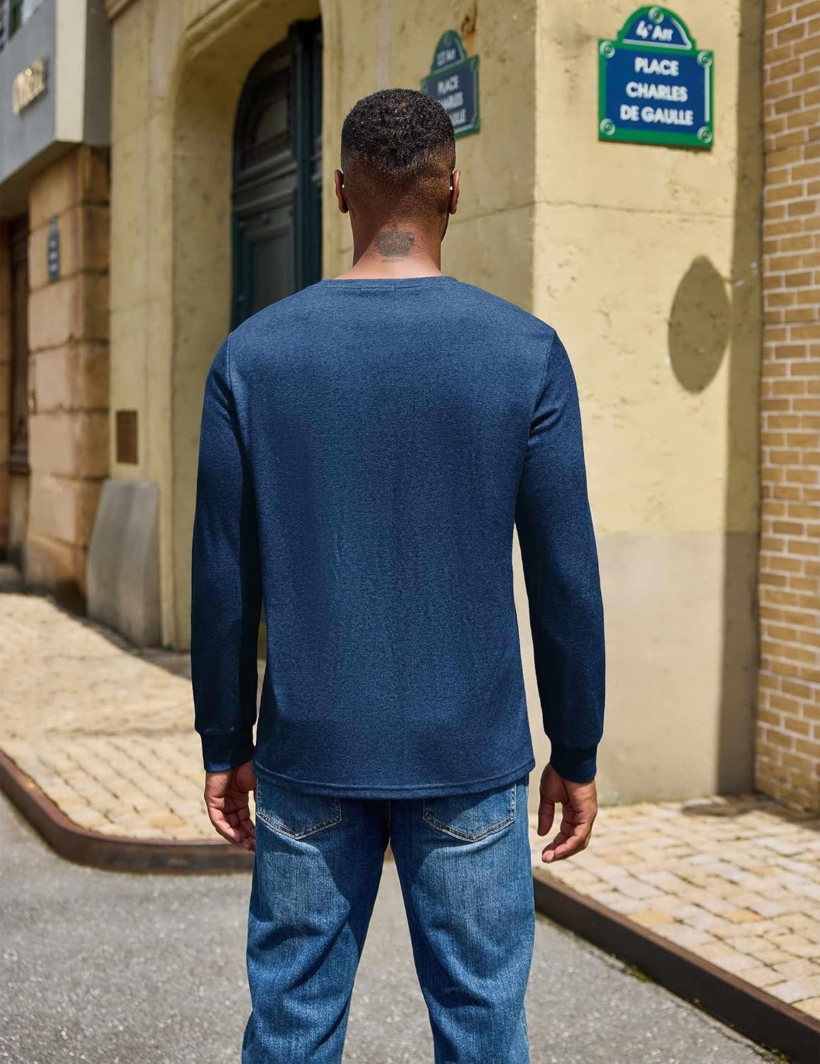 image:imageCOOFANDY Mens Long Sleeve T Shirt Cotton Blend Casual Tee Shirts Basic Crew Neck T Shirt for Daily WearLayering Lightweight amp Breathable Cozy amp Warm Preshrunk NoPillingBlue