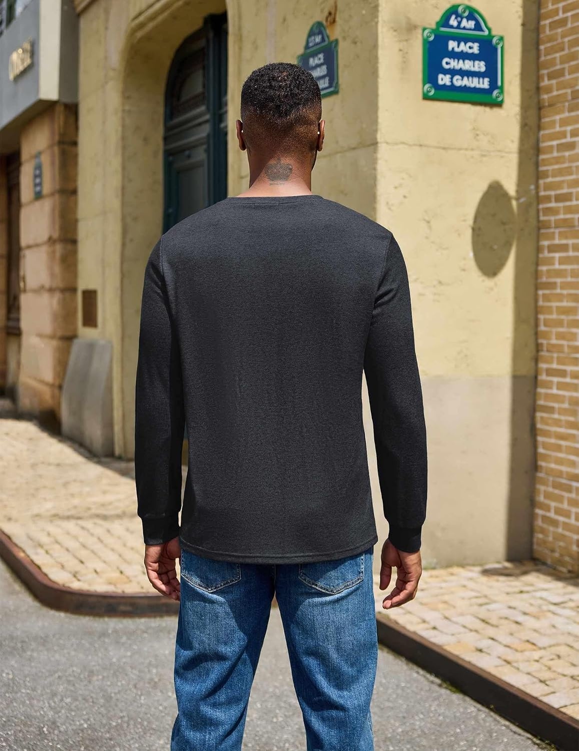 image:imageCOOFANDY Mens Long Sleeve T Shirt Cotton Blend Casual Tee Shirts Basic Crew Neck T Shirt for Daily WearLayering Lightweight amp Breathable Cozy amp Warm Preshrunk NoPillingDark Grey