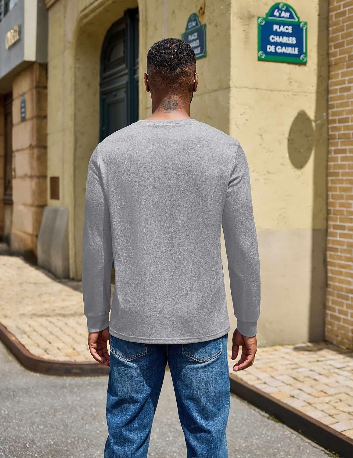 image:imageCOOFANDY Mens Long Sleeve T Shirt Cotton Blend Casual Tee Shirts Basic Crew Neck T Shirt for Daily WearLayering Lightweight amp Breathable Cozy amp Warm Preshrunk NoPillingLight Grey