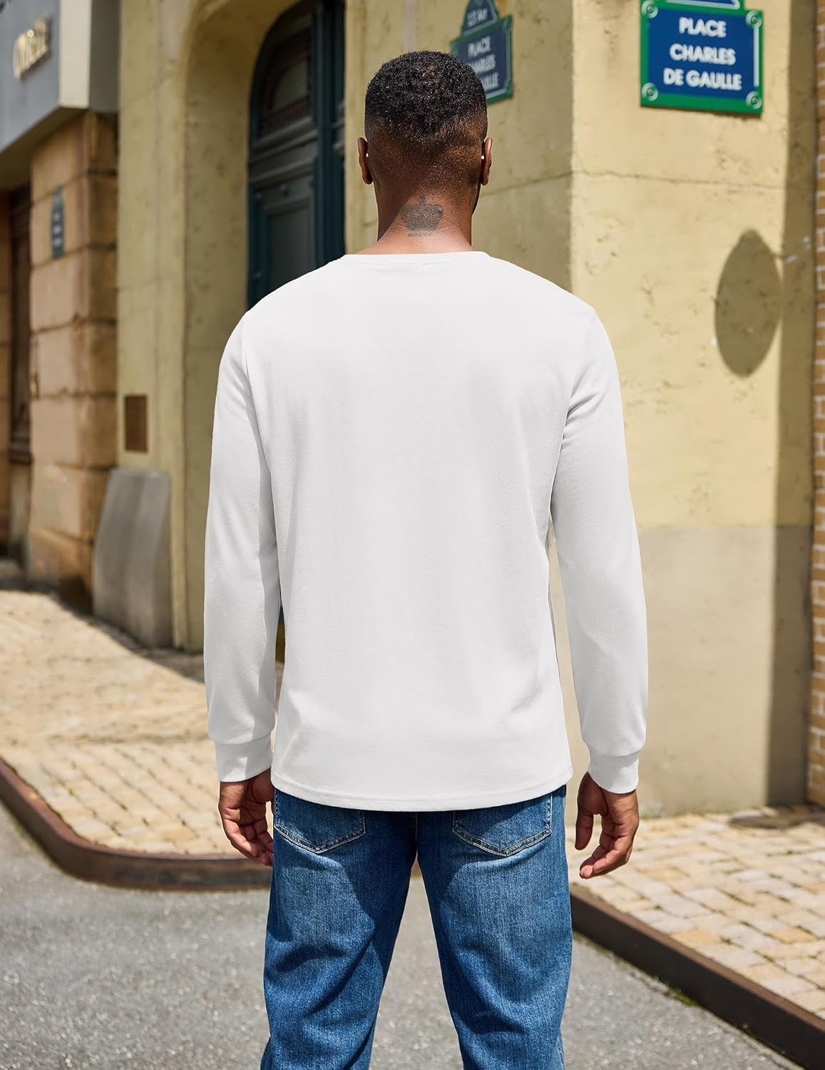 image:imageCOOFANDY Mens Long Sleeve T Shirt Cotton Blend Casual Tee Shirts Basic Crew Neck T Shirt for Daily WearLayering Lightweight amp Breathable Cozy amp Warm Preshrunk NoPillingWhite