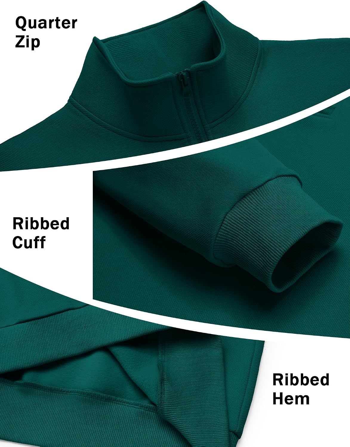 image:imageCOOFANDY Mens Quarter Zip Sweatshirt Fleece Mock Neck Casual Sweater Fleece Lined Drop Shoulder Relaxed Fit Ribbed Cuffs Ribbed Hem Warm Lining Long Sleeve Daily Wear Fall Winter FashionLake Green