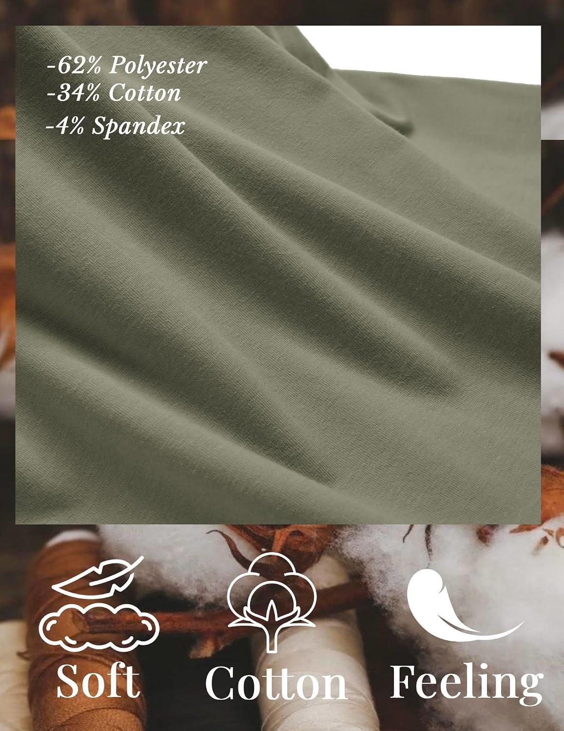 image:imageCOOFANDY Mens T Shirts Long Sleeve Cotton Blend TShirts Crew Neck Soft Casual Basic Tee ShirtsArmy Green