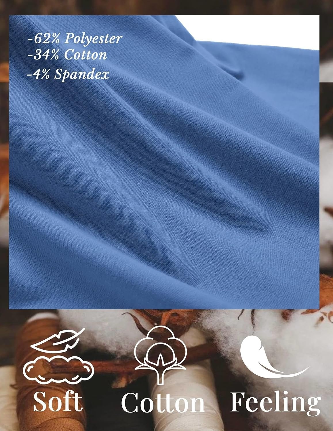 image:imageCOOFANDY Mens T Shirts Long Sleeve Cotton Blend TShirts Crew Neck Soft Casual Basic Tee ShirtsDeep Blue
