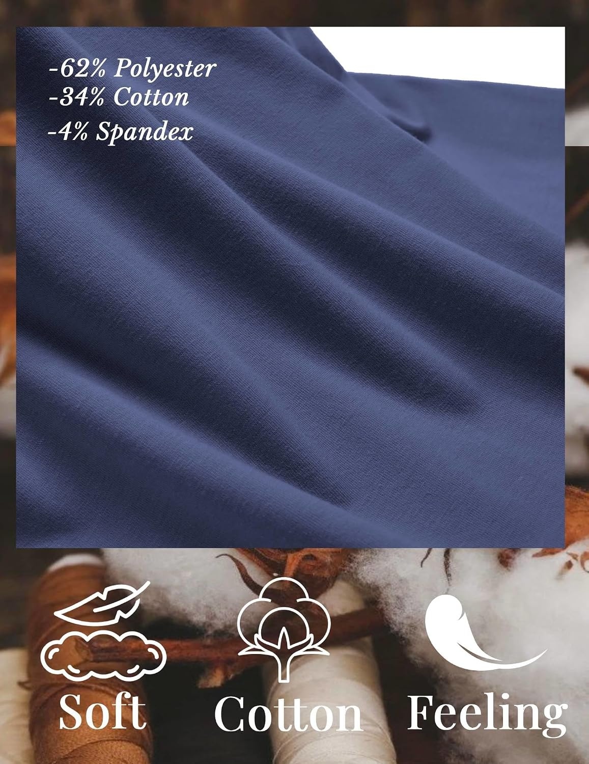 image:imageCOOFANDY Mens T Shirts Long Sleeve Cotton Blend TShirts Crew Neck Soft Casual Basic Tee ShirtsNavy Blue