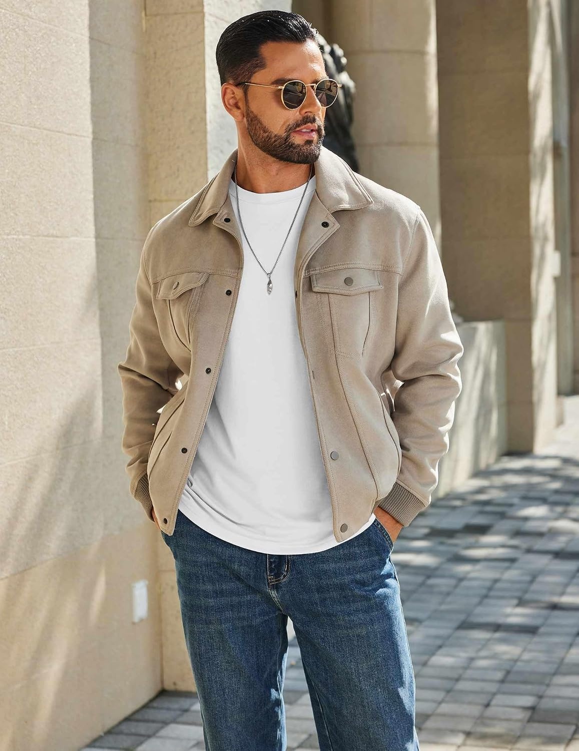 image:imageCOOFANDY Mens T Shirts Long Sleeve Cotton Blend TShirts Crew Neck Soft Casual Basic Tee ShirtsWhite
