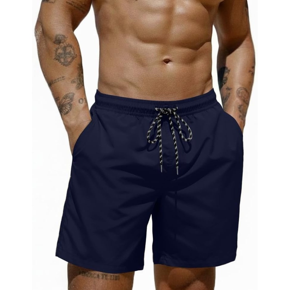 image:imageCOOFANDY Mens Swim Trunks 7 inch Bathing Suit with Mesh Liner Swim Shorts Quick Dry Fabric Lightweight Stretch Material Breathable Mesh Brief Liner Swimming Summer Beach Vacation Mens SwimwearNavy Blue