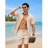 COOFANDY 2 Piece Set for Men Cruise Outfits Set Mens Summer Vacation Outfit Short Sleeve Button Down Shirts(Beige)