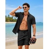 COOFANDY 2 Piece Set for Men Cruise Outfits Set Mens Summer Vacation Outfit Short Sleeve Button Down Shirts(Black)
