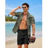COOFANDY 2 Piece Set for Men Cruise Outfits Set Mens Summer Vacation Outfit Short Sleeve Button Down Shirts(Dark Green Print)