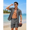 COOFANDY 2 Piece Set for Men Cruise Outfits Set Mens Summer Vacation Outfit Short Sleeve Button Down Shirts(Dark Grey)