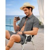 COOFANDY 2 Piece Set for Men Cruise Outfits Set Mens Summer Vacation Outfit Short Sleeve Button Down Shirts(Dark Grey)