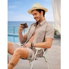 COOFANDY 2 Piece Set for Men Cruise Outfits Set Mens Summer Vacation Outfit Short Sleeve Button Down Shirts(Khaki)