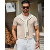COOFANDY Men’s Casual T-Shirts Short Sleeve Crewneck Pullover Knit Tee | Classic Basic Top, Knit Tees, Round Neck Slim Fit Pullover Tshirt(Beige)