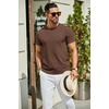 COOFANDY Men’s Casual T-Shirts Short Sleeve Crewneck Pullover Knit Tee | Classic Basic Top, Knit Tees, Round Neck Slim Fit Pullover Tshirt(Brown)