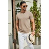 COOFANDY Men’s Casual T-Shirts Short Sleeve Crewneck Pullover Knit Tee | Classic Basic Top, Knit Tees, Round Neck Slim Fit Pullover Tshirt(Khaki)