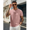 COOFANDY Men’s Casual T-Shirts Short Sleeve Crewneck Pullover Knit Tee | Classic Basic Top, Knit Tees, Round Neck Slim Fit Pullover Tshirt(Pink)
