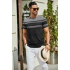 COOFANDY Men’s Casual T-Shirts Short Sleeve Crewneck Pullover Knit Tee | Classic Basic Top, Knit Tees, Round Neck Slim Fit Pullover Tshirt(Stripe – Black & Grey)