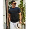 COOFANDY Men’s Casual T-Shirts Short Sleeve Crewneck Pullover Knit Tee | Classic Basic Top, Knit Tees, Round Neck Slim Fit Pullover Tshirt(Stripe – Black & Navy)