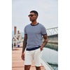 COOFANDY Men’s Casual T-Shirts Short Sleeve Crewneck Pullover Knit Tee | Classic Basic Top, Knit Tees, Round Neck Slim Fit Pullover Tshirt(Stripe – Navy)
