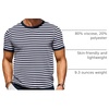 COOFANDY Men’s Casual T-Shirts Short Sleeve Crewneck Pullover Knit Tee | Classic Basic Top, Knit Tees, Round Neck Slim Fit Pullover Tshirt(Stripe – Navy)