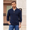 COOFANDY Mens Quarter Zip Pullover Sweater Casual Mock Neck Knit Polo | Contrast Collar, Long Sleeve Warm Pullover, Regular Fit, Fall Winter 2026 Fashion, Casual Business, Golf Polo Sweater(Navy)