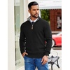 COOFANDY Mens Quarter Zip Pullover Sweater Casual Mock Neck Knit Polo | Contrast Collar, Long Sleeve Warm Pullover, Regular Fit, Fall Winter 2026 Fashion, Casual Business, Golf Polo Sweater(Black)