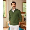 COOFANDY Mens Quarter Zip Pullover Sweater Casual Mock Neck Knit Polo | Contrast Collar, Long Sleeve Warm Pullover, Regular Fit, Fall Winter 2026 Fashion, Casual Business, Golf Polo Sweater(Army Green)